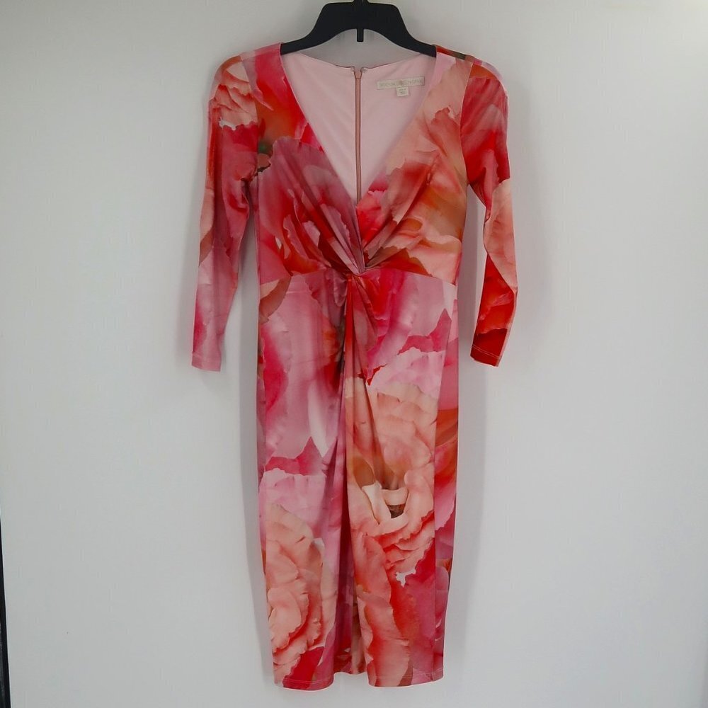 Boston Proper 3/4 Sleeve Floral Dress Open Sleeve Size 2